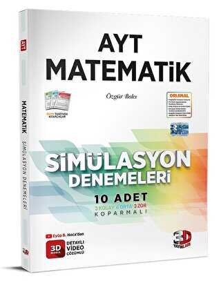 2023 AYT 3D Simülasyon Matematik Denemeleri 3D Yayınları Özgür Balcı