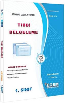 1. Sınıf 1. Yarıyıl Tıbbi Belgeleme Konu Anlatımlı Soru Bankası - Kod 174 - 1
