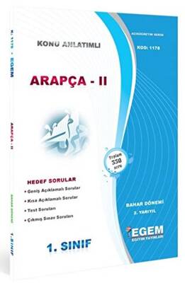 1. Sınıf 2. Yarıyıl Arapça 2 Konu Anlatımlı Hedef Sorular Kod: 1178 - 1