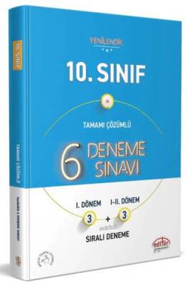 Editör Yayınevi 10. Sınıf Tamamı Çözümlü 6 Fasikül 3+3 Deneme Sınavı - 1