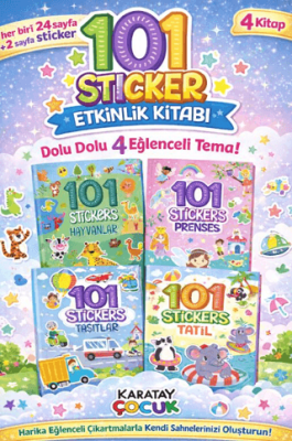 101 Sticker Etkinlik Kitabı 4 Kitap Taşıtlar-Prenses-Hayvanlar-Tatil - 1