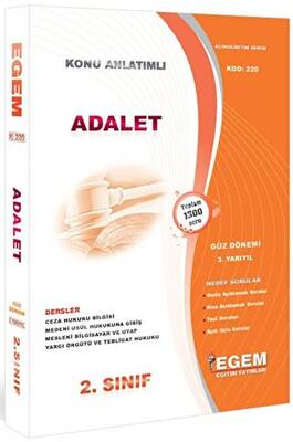 Egem Eğitim Yayınları 2. Sınıf 3. Yarıyıl Adalet Konu Anlatımlı Soru Bankası - Kod 220 - 1