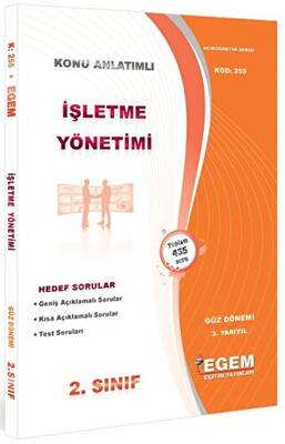 Egem Eğitim Yayınları 2. Sınıf 3. Yarıyıl İşletme Yönetimi Konu Anlatımlı Soru Bankası - Kod 255 - 1