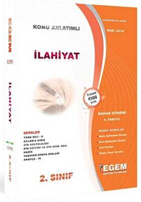 Egem Eğitim Yayınları 2. Sınıf İlahiyat Bahar Dönemi Konu Anlatımlı Soru Bankası 4. Yarıyıl - 1