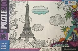 200 Parça Coloring Puzzle Eiffel Tower - Eyfel Kulesi - Blue Focus Yayınları