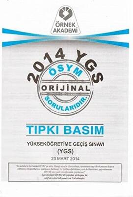 Örnek Akademi 2014 YGS ÖSYM Tıpkı Basım Soru Kitapçığı - 1