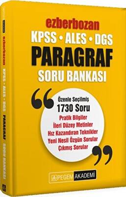 Pegem Akademi Yayıncılık KPSS ALES DGS Ezberbozan Paragraf Soru Bankası