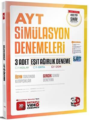 3D Yayınları AYT 3D Eşit Ağırlık 3`lü Simülasyon Deneme - 1