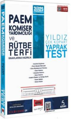2025 PAEM Komiser Yardımcılığı ve Rütbe Terfi Sınavlarına Hazırlık Yıldız Çek Kopart Yaprak Test - 1