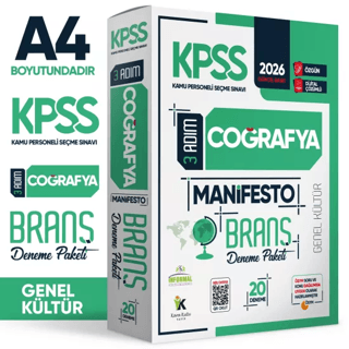 2026 KPSS 3 Adım Genel Kültür Coğrafya Manifesto Dijital Çözümlü 20`li Branş Denemesi - 1