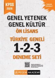 2026 KPSS Genel Yetenek Genel Kültür Lise-Ön Lisans Tamamı Çözümlü Türkiye Geneli 1-2-3 3`lü Deneme Seti - Pegem Akademi Yayıncılık