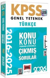 2026 KPSS Genel Yetenek Türkçe 2016 - 2026 Konu Konu Tamamı Çözümlü Çıkmış Sorular - Yargı Yayınevi