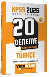 2026 KPSS Genel Yetenek Türkçe Tamamı Çözümlü 20 Deneme - Yediiklim Yayınları