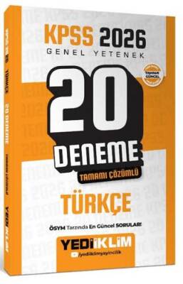 2026 KPSS Genel Yetenek Türkçe Tamamı Çözümlü 20 Deneme - 1