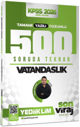 2026 KPSS Son Viraj Serisi Vatandaşlık Tamamı Yazılı Çözümlü 500 Soruda Genel Tekrar Kampı - Yediiklim Yayınları