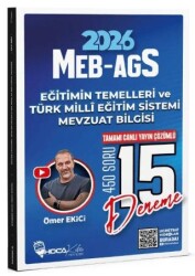 2026 MEB-AGS Eğitimin Temelleri ve Türk Milli Eğitim Sistemi, Mevzuat Bilgisi 15 Deneme Çözümlü - Hoca Kafası Yayınları
