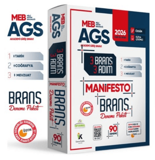 2026 MEB AGS Tarih-Coğrafya-Mevzuat 3 Adım 3lü Manifesto 90 Adet Dijital Çözümlü Branş Deneme Seti - 1