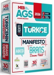 2026 MEB-AGS Türkçe 3 Adım Manifesto Branş Deneme Paketi 30lu Dijital Çözümlü Sözel Mantık Dahil - Karakutu Yayın