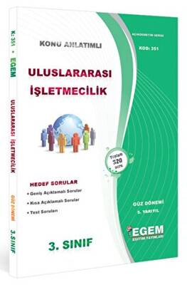Egem Eğitim Yayınları 3. Sınıf 5. Yarıyıl Uluslararası İşletmecilik Konu Anlatımlı Soru Bankası Kod: 351 - 1