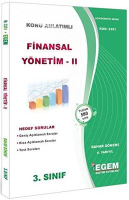 Egem Eğitim Yayınları 3. Sınıf 6. Yarıyıl Konu Anlatımlı Finansal Yönetim 2 - Kod 3351 - 1