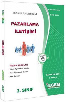 Egem Eğitim Yayınları 3. Sınıf 6. Yarıyıl Konu Anlatımlı Pazarlama İletişimi - Kod 3359 - 1