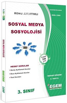 Egem Eğitim Yayınları 3. Sınıf 6. Yarıyıl Konu Anlatımlı Sosyal Medya Sosyolojisi - Kod 3360 - 1