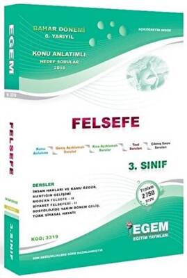 Egem Eğitim Yayınları 3. Sınıf 6. Yarıyıl Felsefe Bölümü Konu Anlatımlı - 1