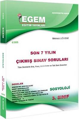 Egem Eğitim Yayınları 3. Sınıf Sosyoloji Çıkmış Sınav Soruları - 1