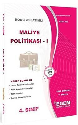 Egem Eğitim Yayınları 4. Sınıf 7. Yarıyıl Maliye Politikası 1 Konu Anlatımlı Soru Bankası Kod 453 - 1