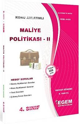 Egem Eğitim Yayınları 4. Sınıf 8. Yarıyıl Konu Anlatımlı Maliye Politikası 2 - Kod 4459 - 1