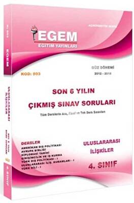 Egem Eğitim Yayınları 4. Sınıf 7. Yarıyıl Sosyoloji Çıkmış Sınav Soruları 2012-2018 Güz Dönemi - 1