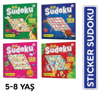 5-8 Yaş Stickerlı Sudoku Seti Dikkat ve Zeka Geliştiren Bulmacalar Serisi, 440 Adet Çıkartma - 1