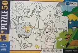 50 Parça Coloring Puzzle Cheerful Farm - Neşeli Çiftlik - Blue Focus Yayınları