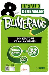 Günay Yayınları 8. Sınıf Bumerang 32 Haftalık Din Kültürü ve Ahlak Bilgisi Denemeleri - Günay Yayınları