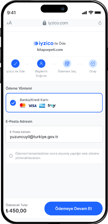 iyzico Ödeme Formu Adım 2 - E-posta Adresinizi Girin