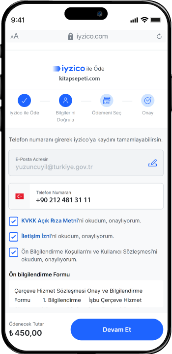 iyzico Ödeme Formu Adım 3 - Telefon Numaranızı Girin ve Ardından Doğrulama Yapın