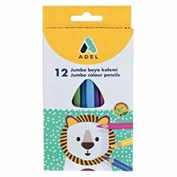 Adel Jumbo Köşeli Kuru Boya Kalemi 12 Renk - Adel