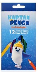 Adel Kaptan Pengu Üçgen Jumbo Kuru Boya Kalemi 12li - Adel