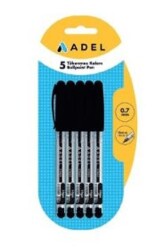 Adel Vega Blister Tükenmez Kalem Siyah 5Li - Adel