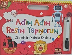 Adım Adım Resim Yapıyorum - Silinebilir Etkinlik Kitabım - Kırmızı - Net Çocuk Yayınları