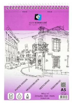 Alex Schoeller Eskiz Blok Defter Spiralli 180gr A5 25yp ALX-7808 - 1