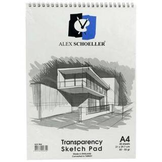 Alex Schoeller Eskiz Blok Transparan Spiralli 50-55gr A4 30 Yaprak ALX-864 - 1