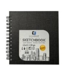 Alex Schoeller Sketchbook Sert Kapak Eskiz Defteri 120gr 12x12 70yp Spiralli Soft White Çizgisiz - Alex Schoeller