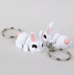 Anahtarlık Charm Çanta Süsü - Tavşan Beyaz - Bcoverart