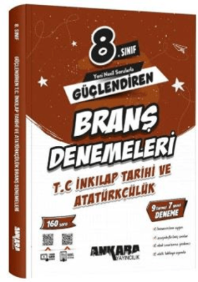 Ankara Yayıncılık 8. Sınıf T.C. İnkılap Tarihi ve Atatürkçülük Güçlendiren Branş Denemeleri - 1