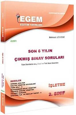 Egem Eğitim Yayınları AÖF 2. Sınıf İşletme Bahar Dönemi Çıkmış Sınav Soruları 2012-2018 4.Yarıyıl - 1