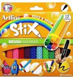 Artline Stix Brush Marker Esnek Uçlu Keçeli Kalem Seti 12 Renk - Artline