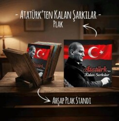 Atatürk’ten Kalan Şarkılar Plak ve Ahşap Plak Standı - Plak