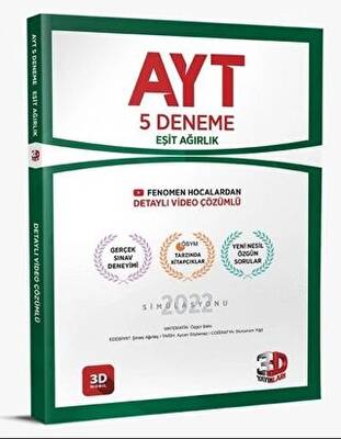 3D Yayınları AYT 5`li Eşit Ağırlık Deneme - 1