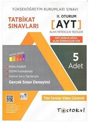 Test Okul Yayınları AYT Eşit Ağırlık - Sözel Alan Öğrencileri İçin 5`li Tatbikat Sınavları - 1